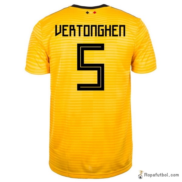 Camiseta Belgica Replica Segunda Ropa Vertonghen 2018 Amarillo